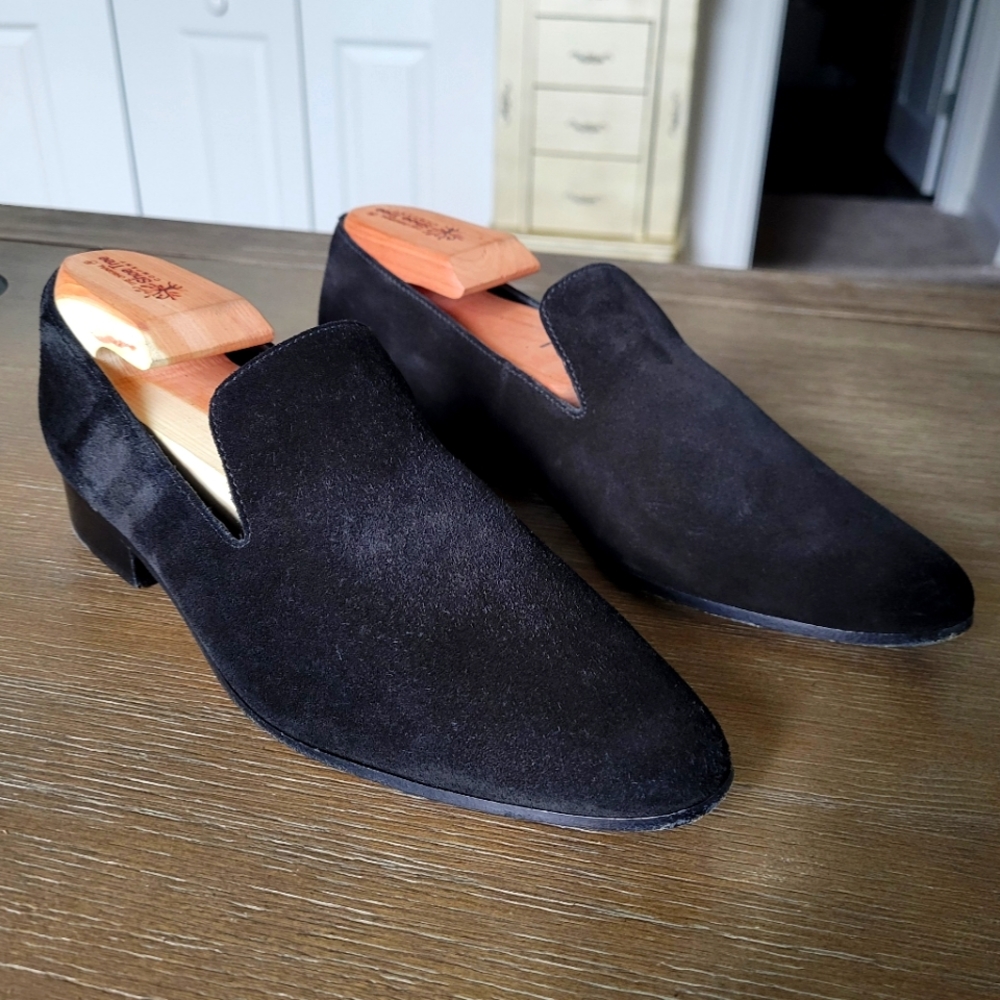 Vince black suede leather Lela loafer